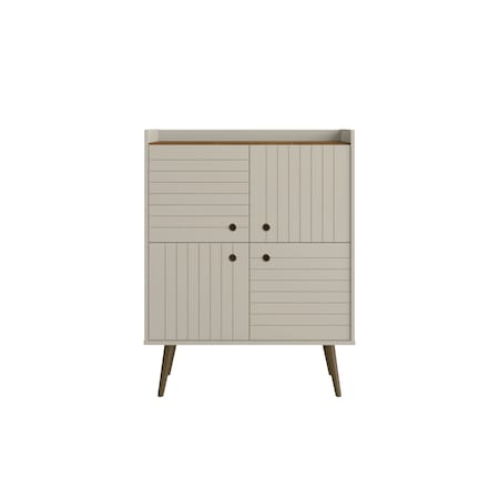 Manhattan Comfort Bogart Accent Cabinet in Off-White and Nature 255BMC10